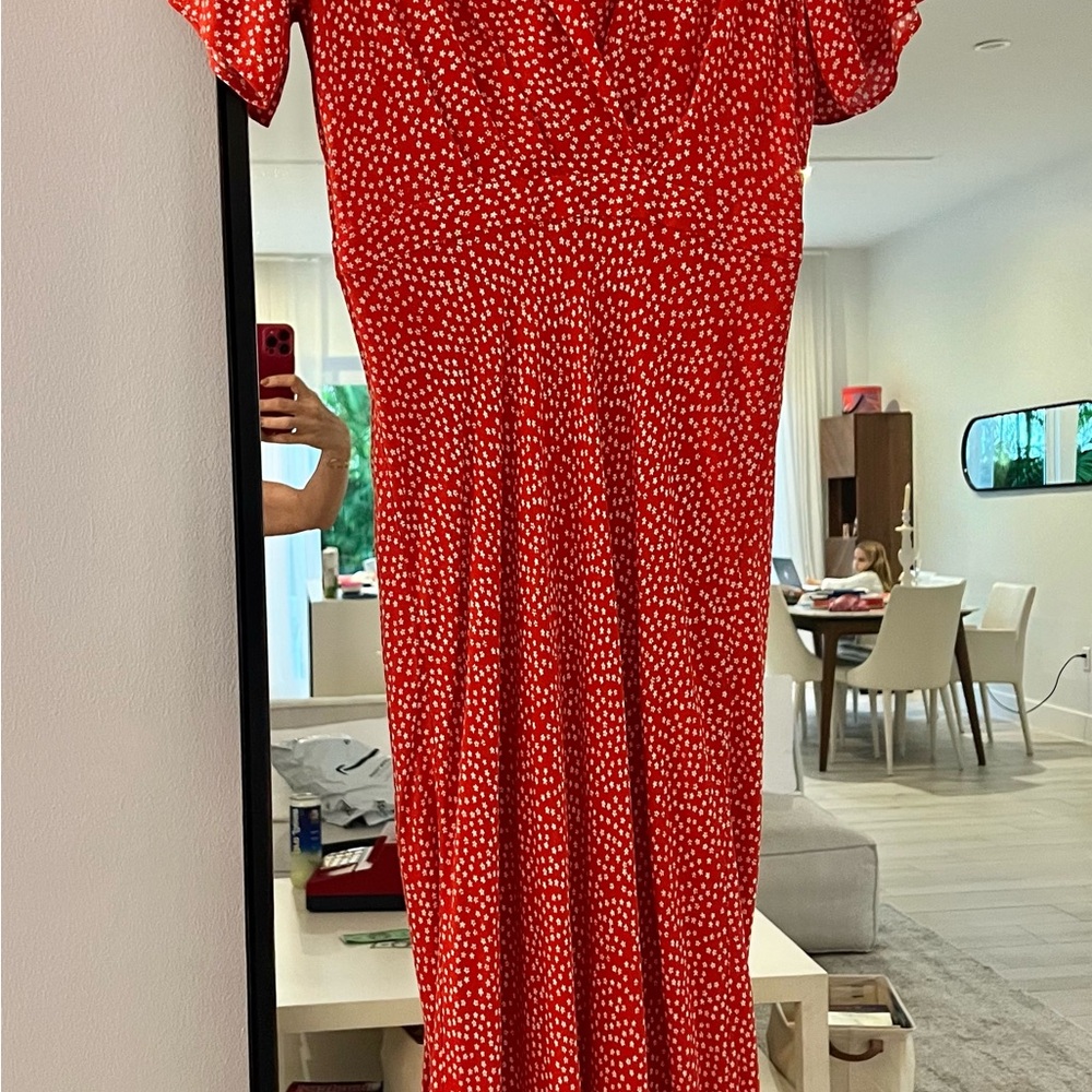 Reformation Red and White Maxi Dress